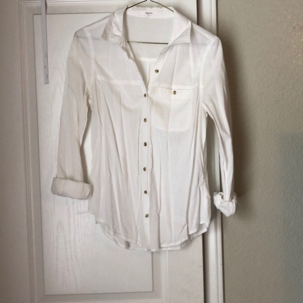 White linen button down